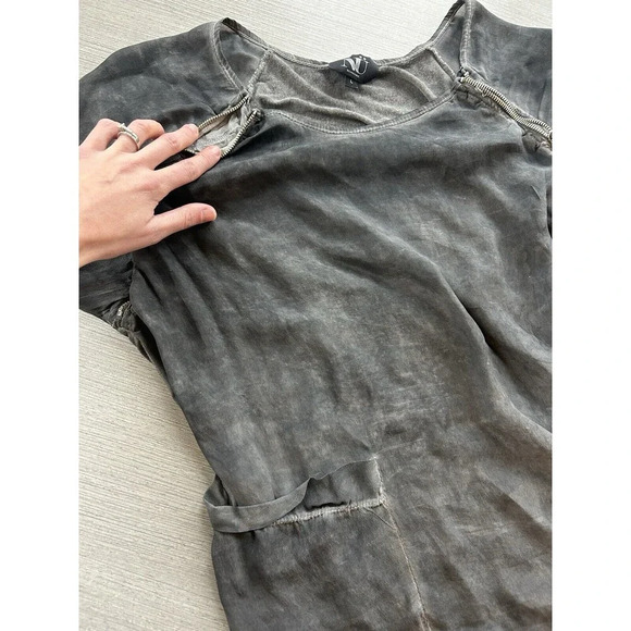 NÜ Denmark Silk Viscose Blend Tunic Dress Whimsical Goth Zippers L - Picture 3 of 6
